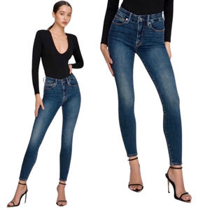 GOOD AMERICAN Good Legs Deep V Skinny Jeans Blue 609 High Rise Waist Denim 10 30